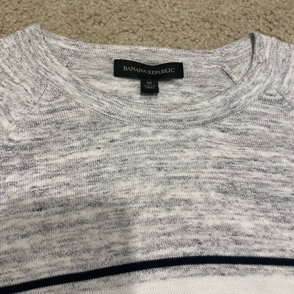 Banana Republic | Men’s Gray and Yellow Striped Sweater | size M | 100% cotton - Picture 3 of 5